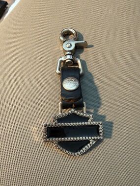 Harley-Davidson Black and Silver Studded Shield Keychain